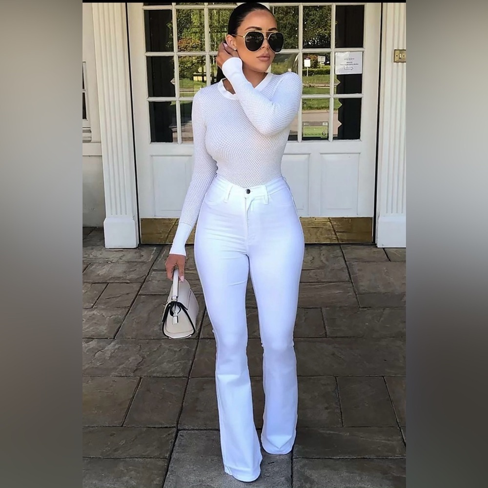 Fashion nova white bootcut jeans